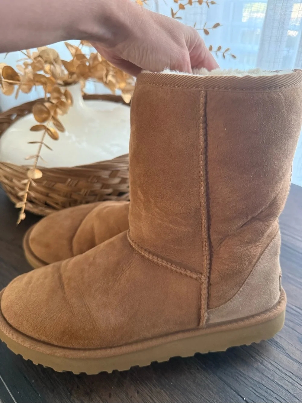 Ugg woman’s boots, chestnut, size 10